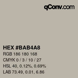 Color code: HEX #BAB4A8 | qconv.com