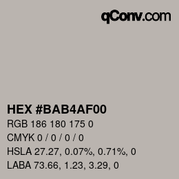Color code: HEX #BAB4AF00 | qconv.com