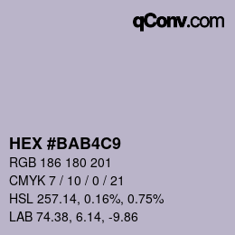 カラーコード: HEX #BAB4C9 | qconv.com