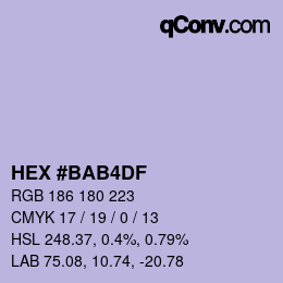 Color code: HEX #BAB4DF | qconv.com