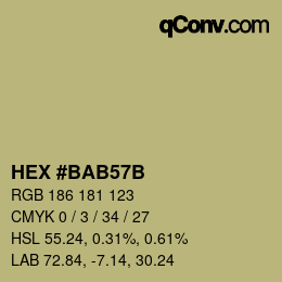 Color code: HEX #BAB57B | qconv.com
