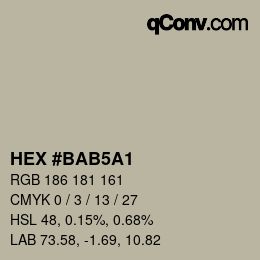 Color code: HEX #BAB5A1 | qconv.com
