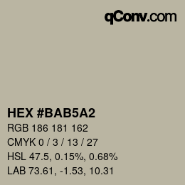 Color code: HEX #BAB5A2 | qconv.com