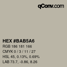 Farbcode: HEX #BAB5A6 | qconv.com