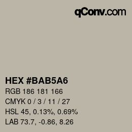 カラーコード: HEX #BAB5A6 | qconv.com