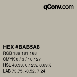 Color code: HEX #BAB5A8 | qconv.com