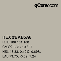 カラーコード: HEX #BAB5A8 | qconv.com