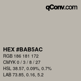 Color code: HEX #BAB5AC | qconv.com