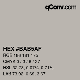 Color code: HEX #BAB5AF | qconv.com