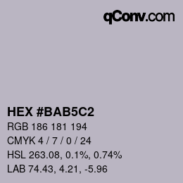 カラーコード: HEX #BAB5C2 | qconv.com