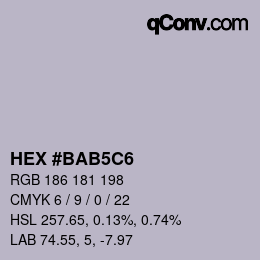 カラーコード: HEX #BAB5C6 | qconv.com