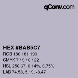 颜色代码: HEX #BAB5C7 | qconv.com