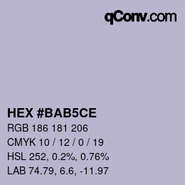 Color code: HEX #BAB5CE | qconv.com