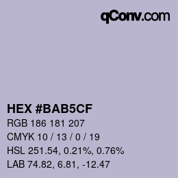 Color code: HEX #BAB5CF | qconv.com