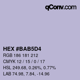 カラーコード: HEX #BAB5D4 | qconv.com