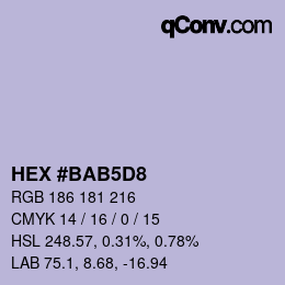 カラーコード: HEX #BAB5D8 | qconv.com