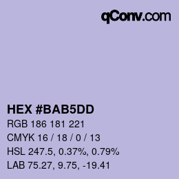 カラーコード: HEX #BAB5DD | qconv.com