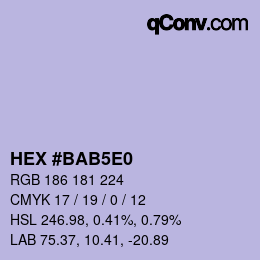 カラーコード: HEX #BAB5E0 | qconv.com