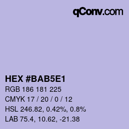 Farbcode: HEX #BAB5E1 | qconv.com