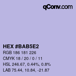 Code couleur: HEX #BAB5E2 | qconv.com
