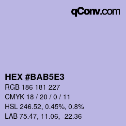 Color code: HEX #BAB5E3 | qconv.com