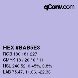 Código de color: HEX #BAB5E3 | qconv.com