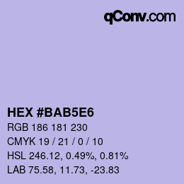 Code couleur: HEX #BAB5E6 | qconv.com