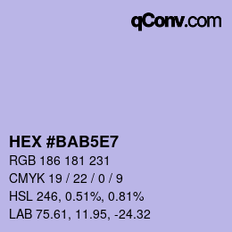 Farbcode: HEX #BAB5E7 | qconv.com