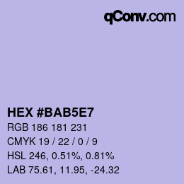 Code couleur: HEX #BAB5E7 | qconv.com