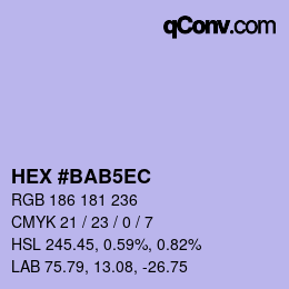 カラーコード: HEX #BAB5EC | qconv.com