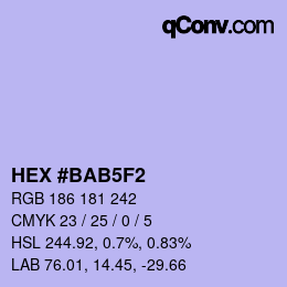 颜色代码: HEX #BAB5F2 | qconv.com