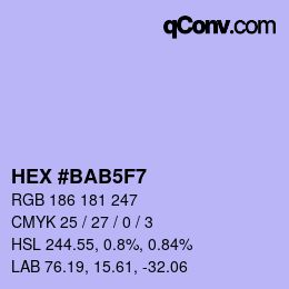 Color code: HEX #BAB5F7 | qconv.com