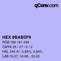 カラーコード: HEX #BAB5F9 | qconv.com
