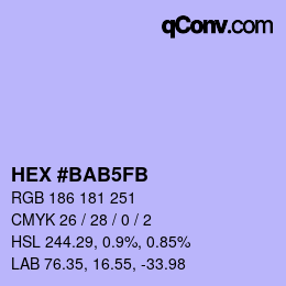 Color code: HEX #BAB5FB | qconv.com