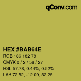 Color code: HEX #BAB64E | qconv.com