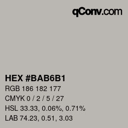 Color code: HEX #BAB6B1 | qconv.com