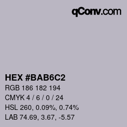 Color code: HEX #BAB6C2 | qconv.com