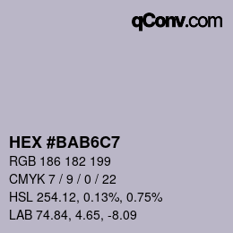 Color code: HEX #BAB6C7 | qconv.com