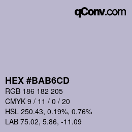 Color code: HEX #BAB6CD | qconv.com