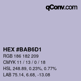 カラーコード: HEX #BAB6D1 | qconv.com