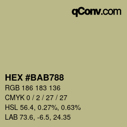 颜色代码: HEX #BAB788 | qconv.com