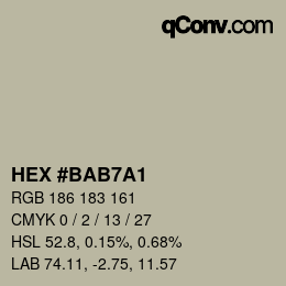 カラーコード: HEX #BAB7A1 | qconv.com