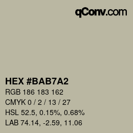 颜色代码: HEX #BAB7A2 | qconv.com