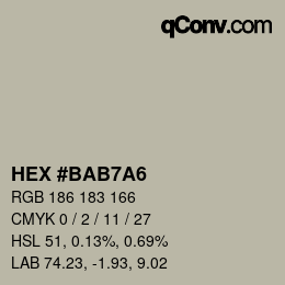 颜色代码: HEX #BAB7A6 | qconv.com