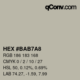 Color code: HEX #BAB7A8 | qconv.com