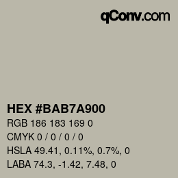 Color code: HEX #BAB7A900 | qconv.com