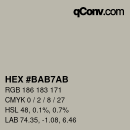 颜色代码: HEX #BAB7AB | qconv.com