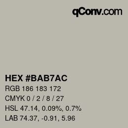 颜色代码: HEX #BAB7AC | qconv.com
