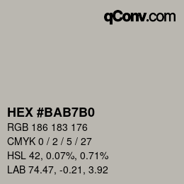 Color code: HEX #BAB7B0 | qconv.com