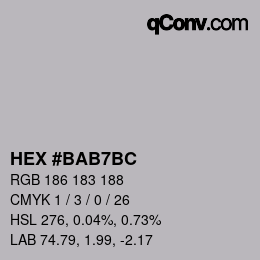 Color code: HEX #BAB7BC | qconv.com